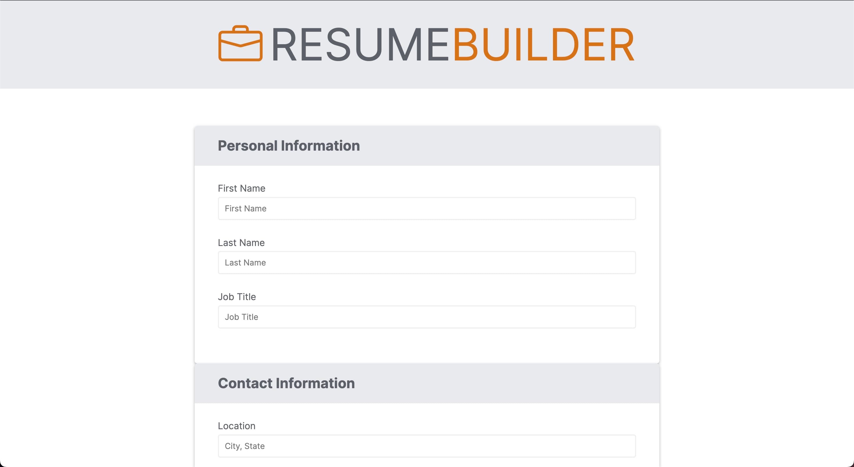 Screenshot for resume builder app